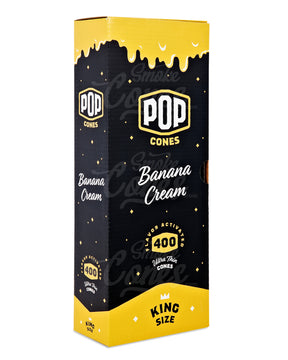 Pop Cones Banana Cream 109mm King Sized Unbleached Pre Rolled Cones 400/Box
