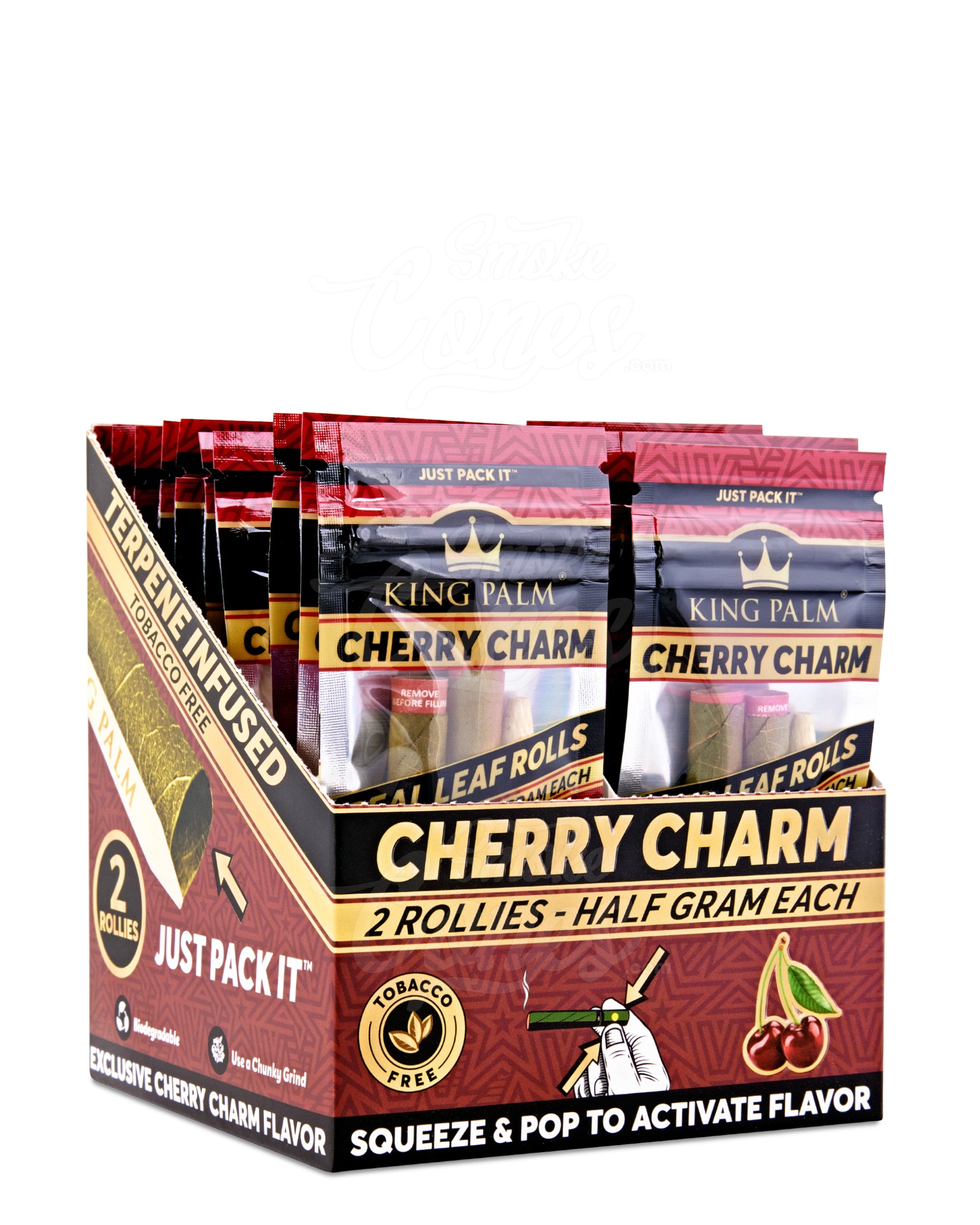 King Palm Cherry Charm Natural Rollie Leaf Blunt Wraps 20/Box - 1