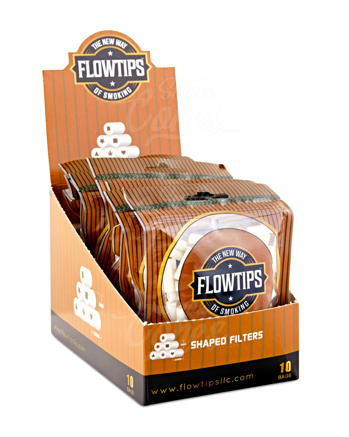 FLOWTIPS 20mm Hollow Shaped Premium Cotton Filter Tips 10/Box - 1
