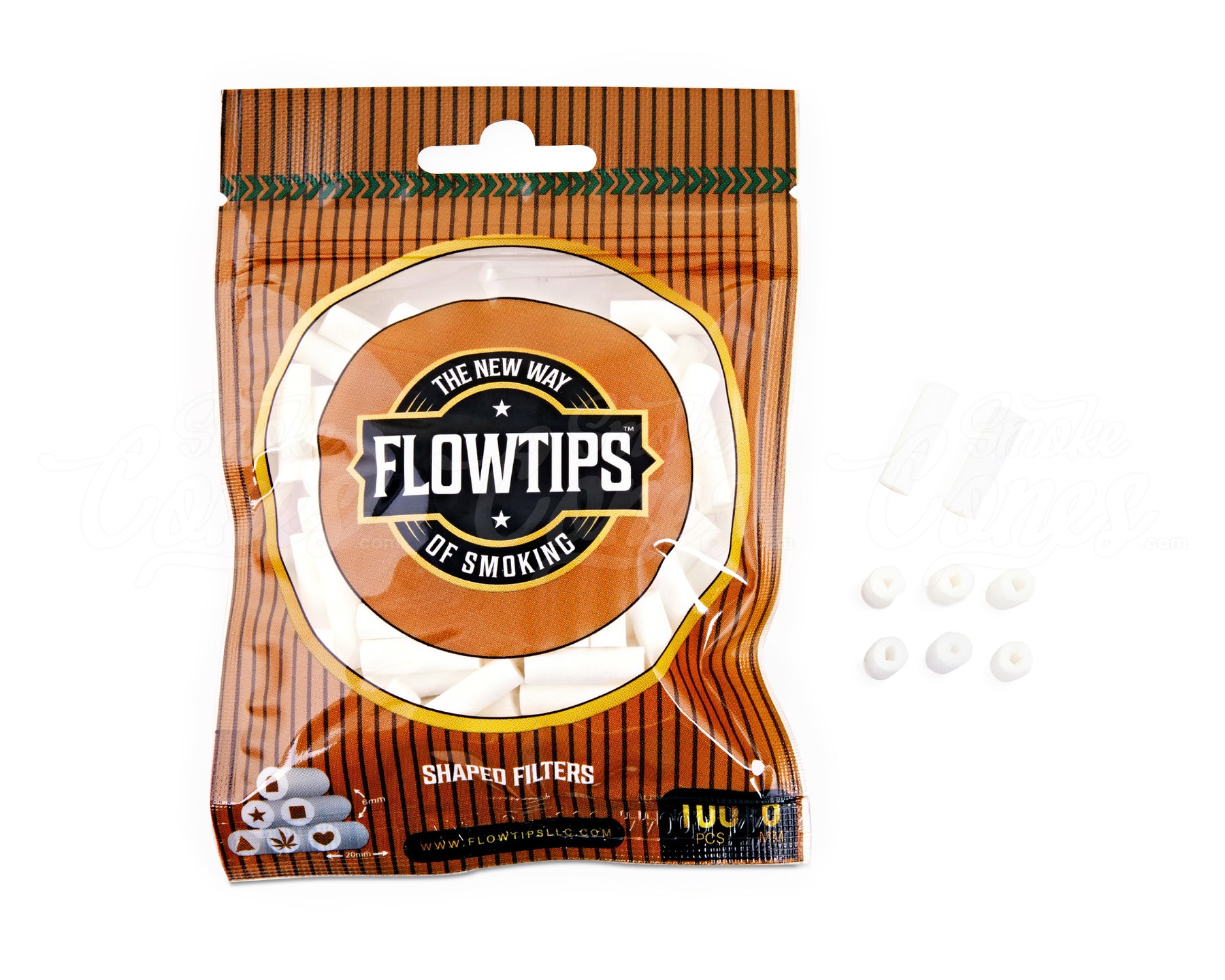 FLOWTIPS 20mm Hollow Shaped Premium Cotton Filter Tips 10/Box - 6