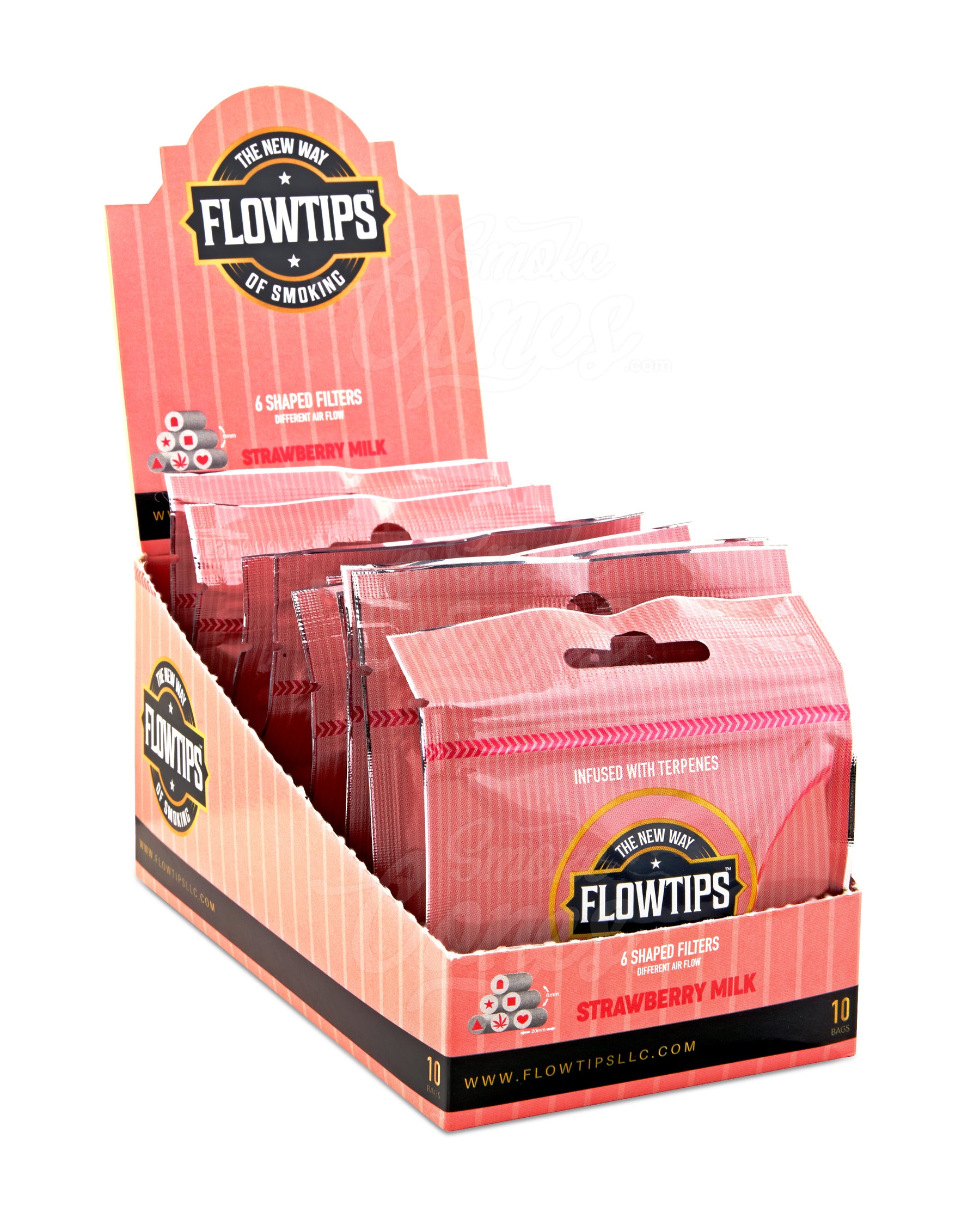 FLOWTIPS 20mm Terpene-Infused Strawberry Milk Filter Tips 10/Box