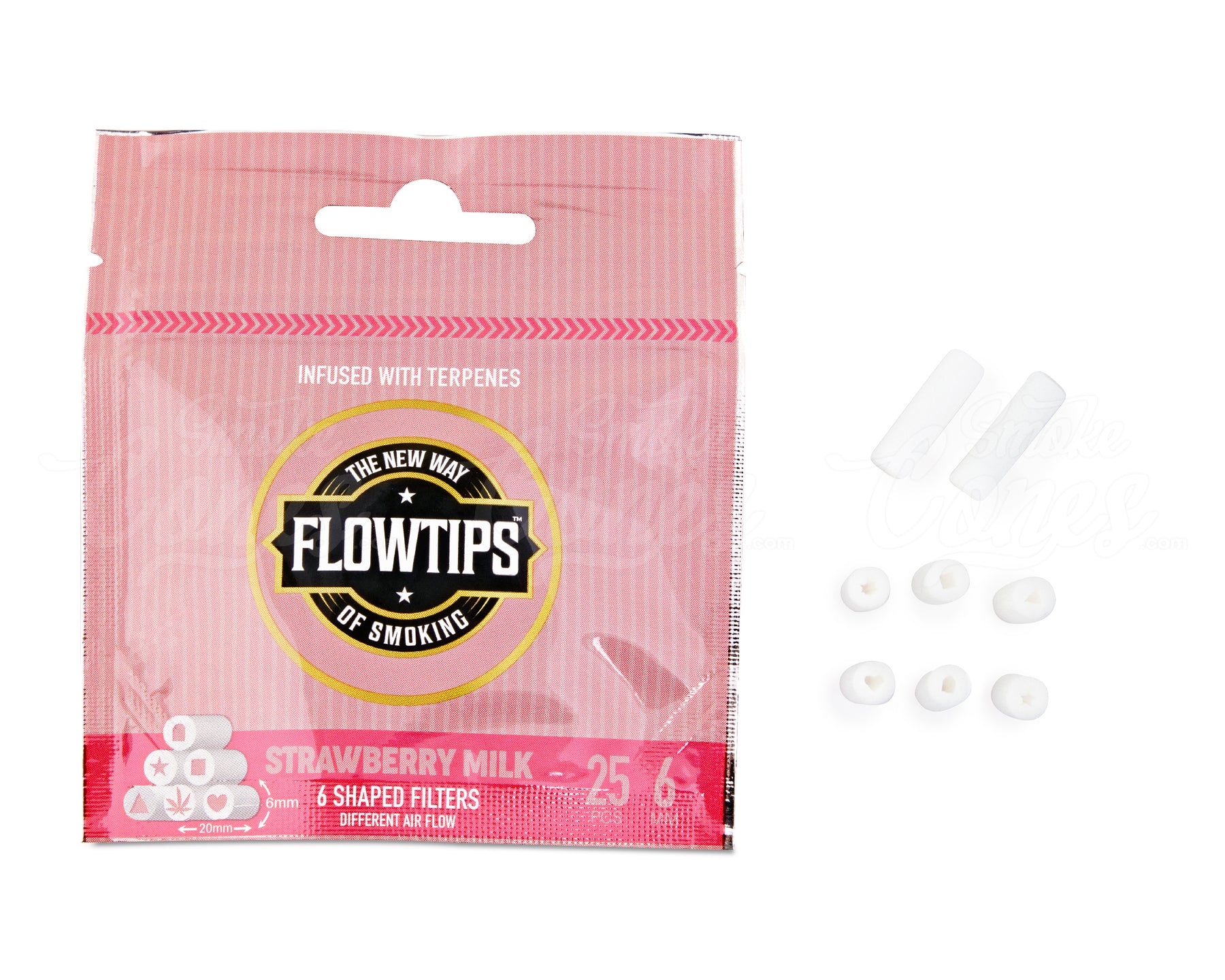 FLOWTIPS 20mm Terpene-Infused Strawberry Milk Filter Tips 10/Box