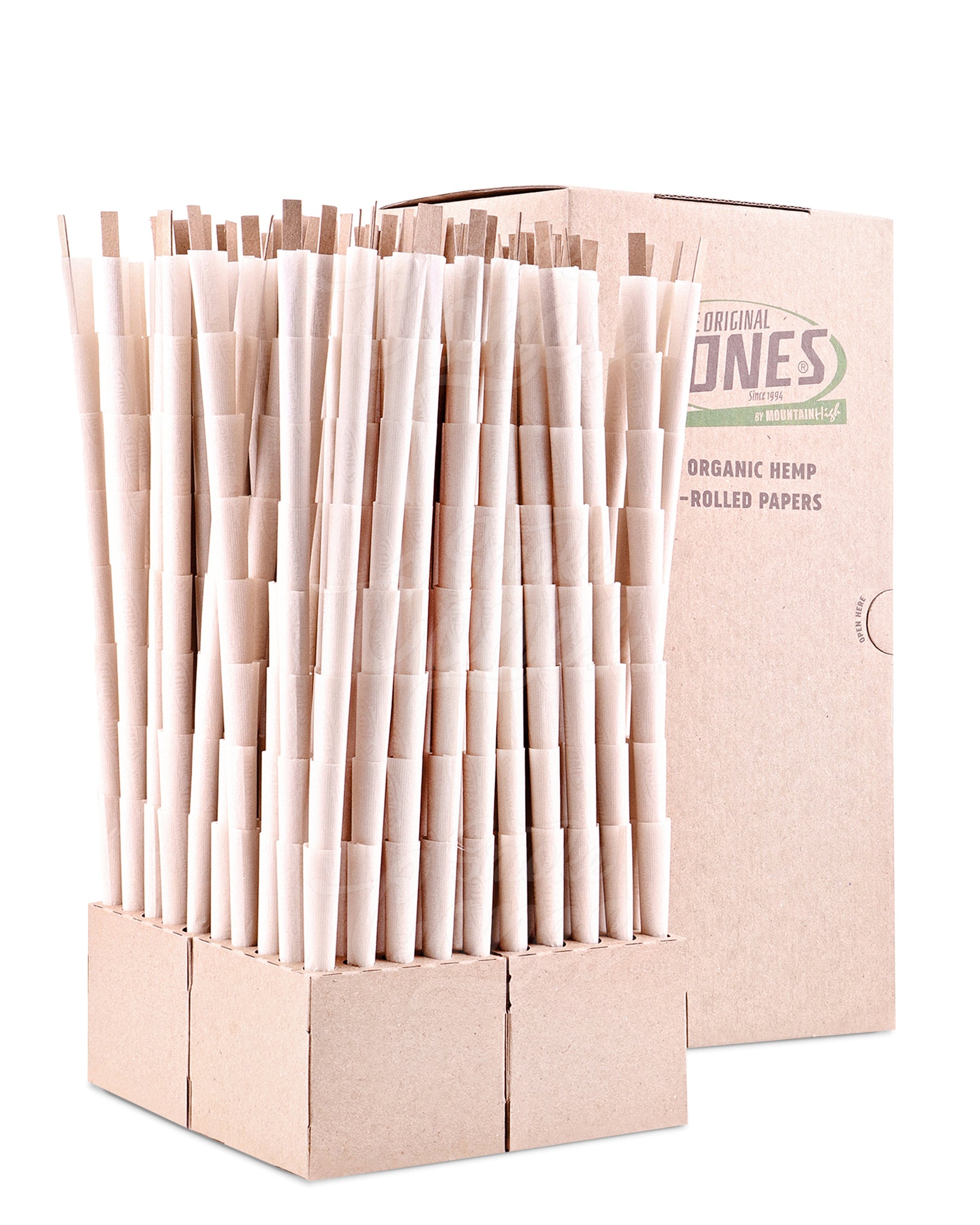 The Original Cones 98mm Size Organic Hemp Paper Pre Rolled Cones w/ Filter Tip 800/Box