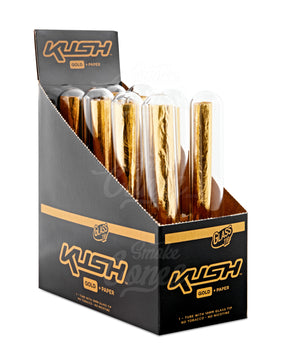 Kush 109mm King Size 24K Gold Paper Pre Rolled Cones W/ Glass Filter Tip 8/Box