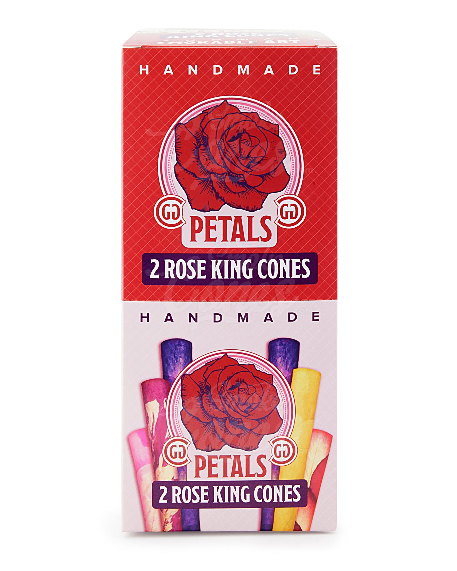 Handmade 109mm King Size Organic Paper Rose Petal Pre Rolled Cones 24/Box - 7
