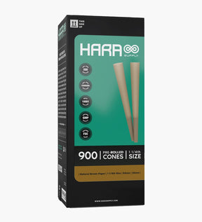 Hara Supply 84mm 1 1/4 Size Unbleached Brown Pre Rolled Cones w/ Filter Tip 900/Box - 1