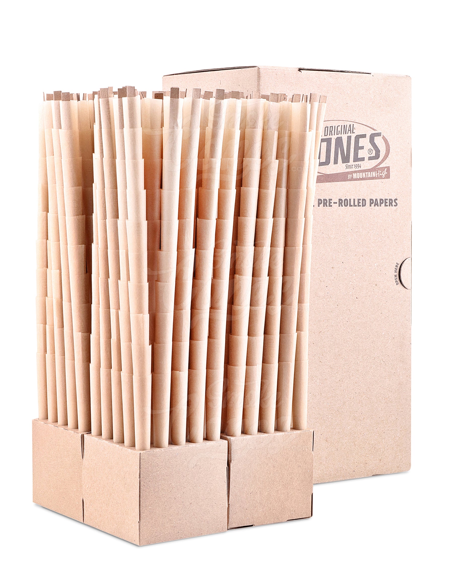 The Original Cones 109mm King Slim Size Unbleached Brown Paper Pre Rolled Cones w/ Filter Tip 1000/Box