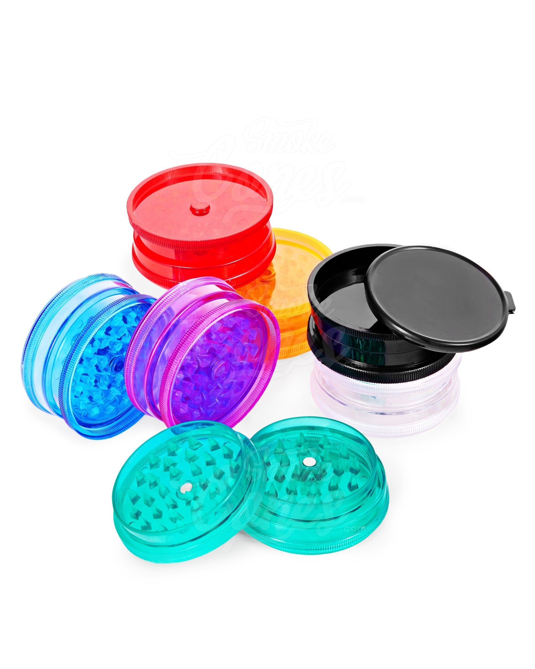 3 Piece 60mm Assorted Magnetic Plastic Grinder w/ Storage 50/Box - 1