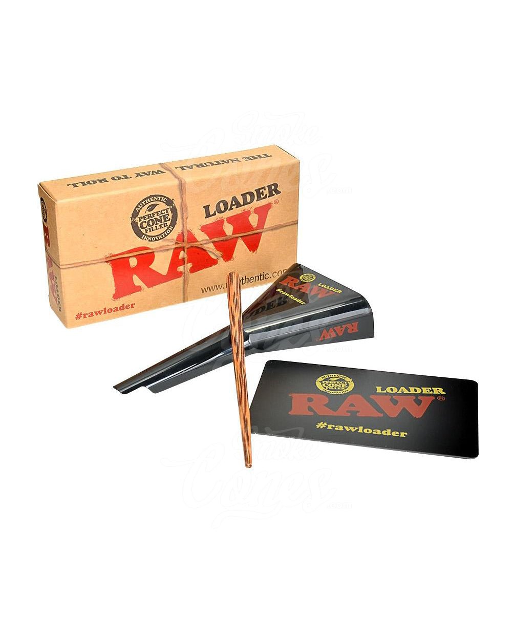 RAW 1 1/4 Size & Lean Cone Loader w/ Scraping Card & Bamboo Poker - 2
