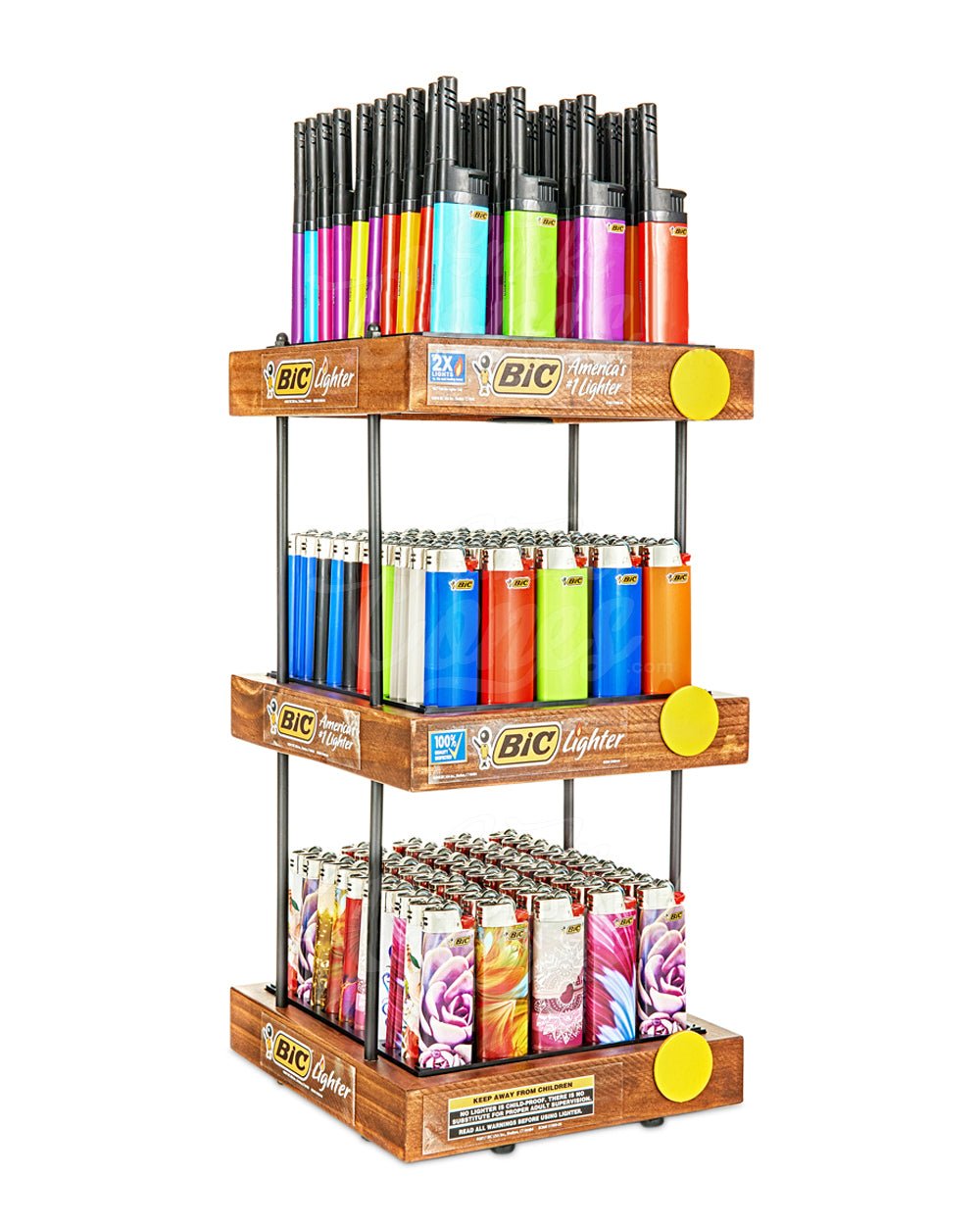 BIC Retail Display Lighters 3 Tier Wooden Display 140/Box - 1