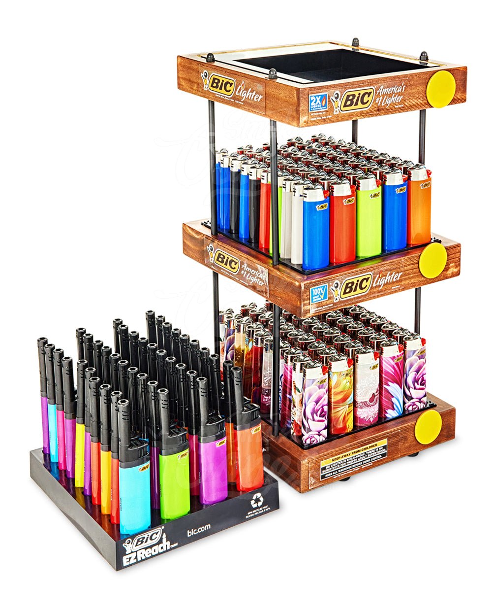 BIC Retail Display Lighters 3 Tier Wooden Display 140/Box - 3