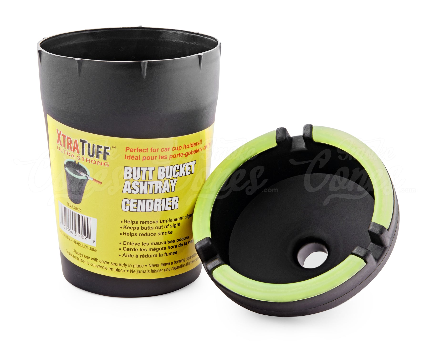 XtraTuff Ultra Strong Butt Bucket Plastic Ash Tray - Black/Glow