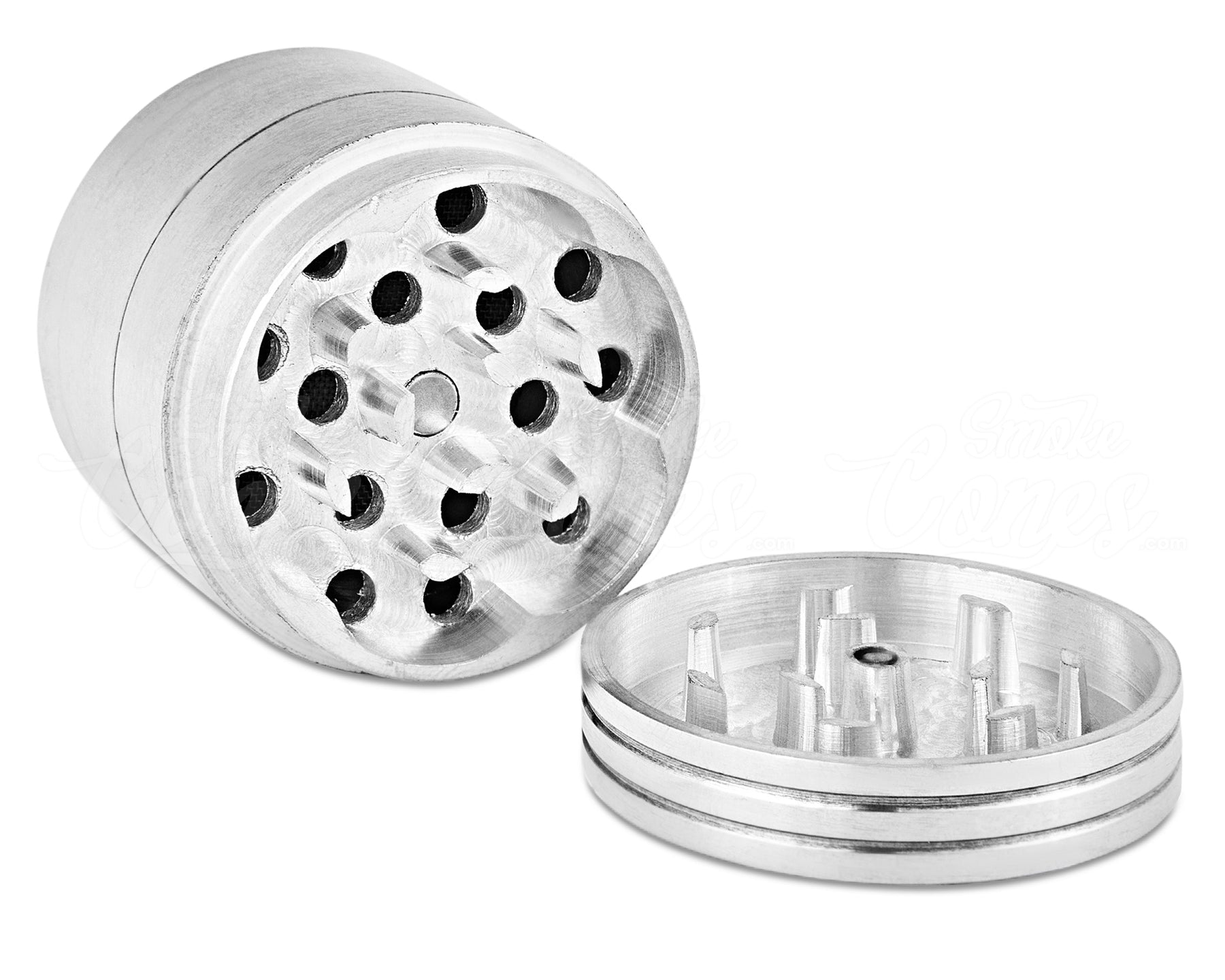 4 Piece 42mm Silver Magnetic Metal Grinder w/ Catcher