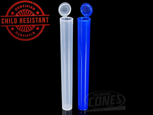 Squeezetops® 140mm Transparent Child Resistant J-Tubes (075600-CR) 1400/Box CLR (Clear) - 1