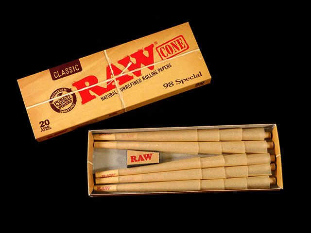 RAW 98mm Pre-Rolled Cones 12 Pack Display Case (20 Cones/Pack) - 2
