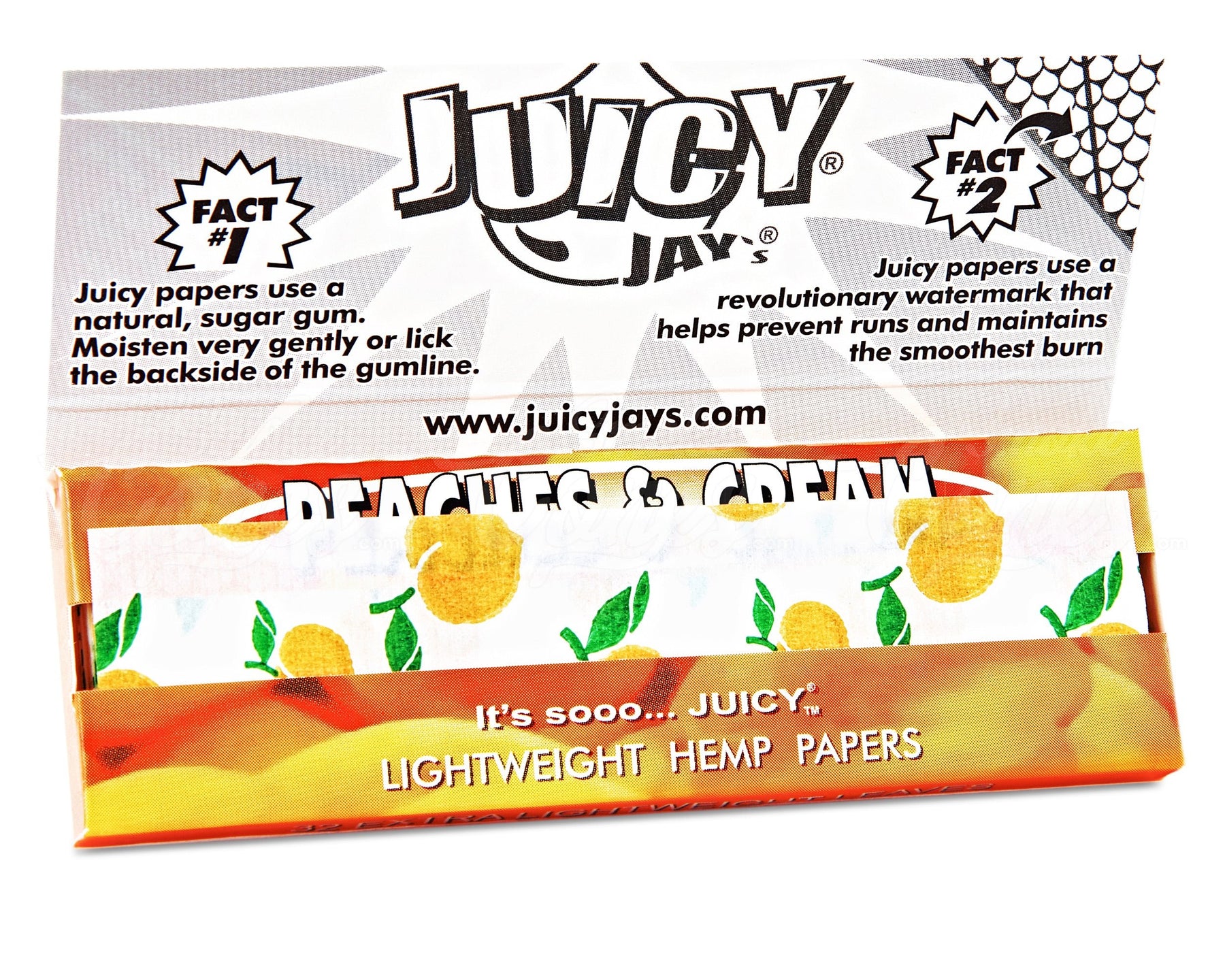 Juicy Jay's 1 1-4 Size Peaches And Cream Flavored Hemp Rolling Papers 24/Box - 3