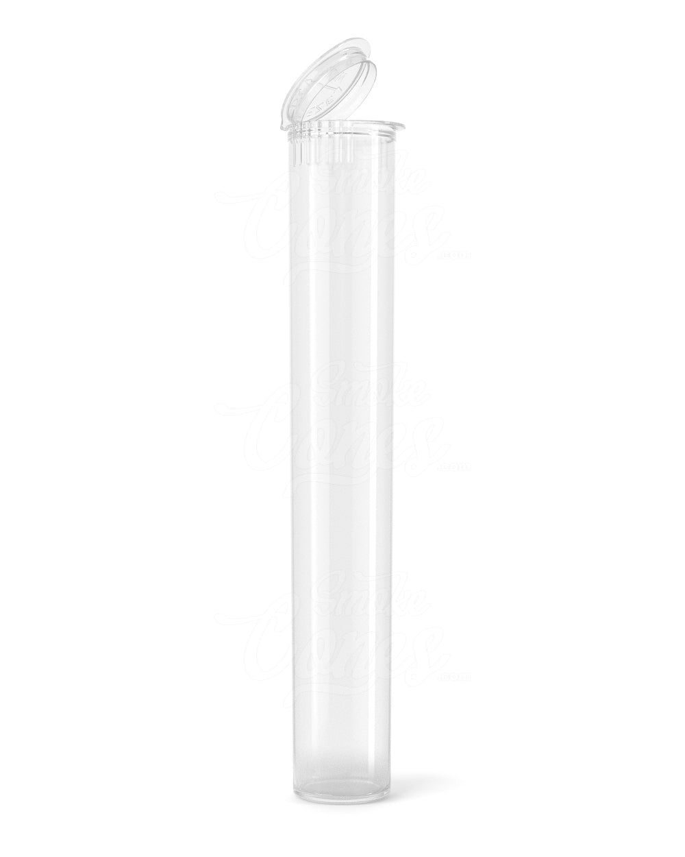 116mm Clear Opaque Child Resistant Pop Top Plastic Pre-Roll Tubes 100/Box Open - 1