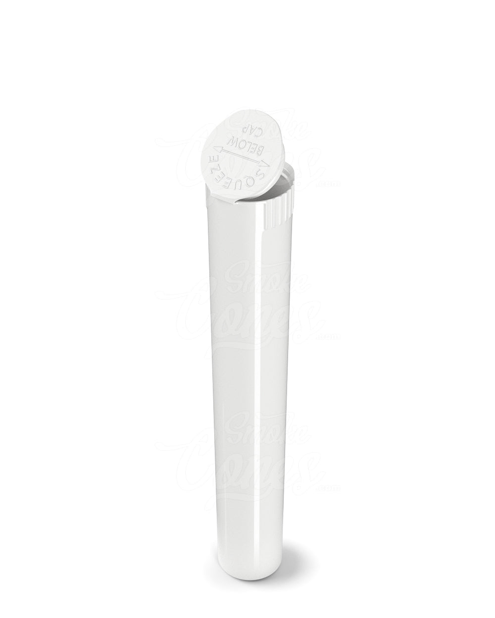 116mm Child Resistant King Size Opaque Pop Top White Plastic Pre-Roll Tubes 1000/Box Closed - 3