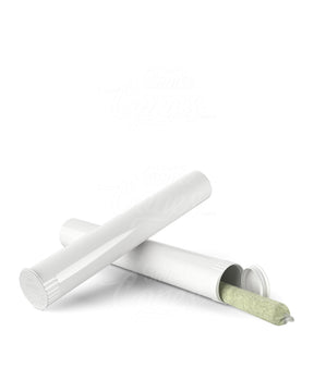 116mm Child Resistant King Size Opaque Pop Top White Plastic Pre-Roll Tubes 1000/Box Closed - 4