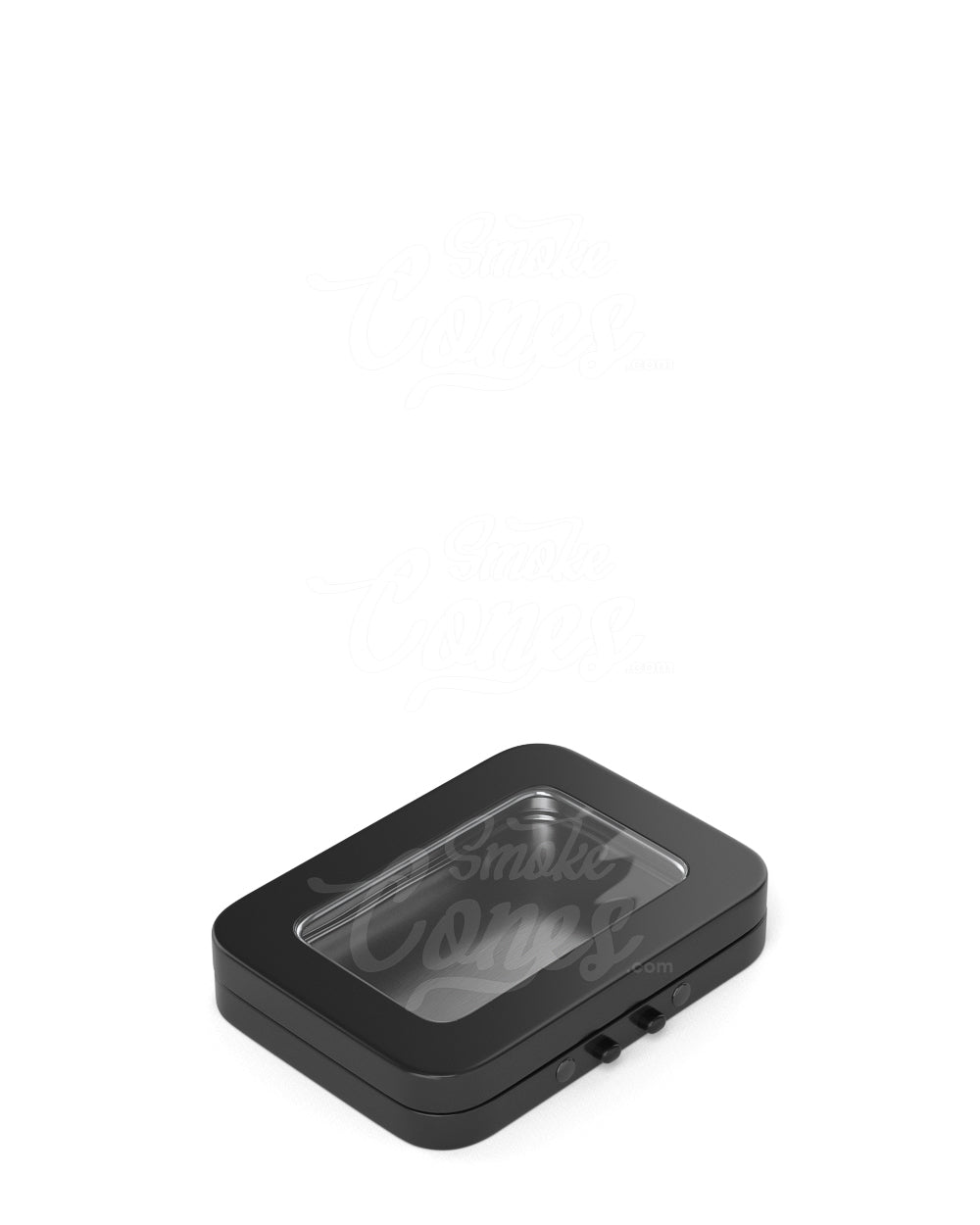 Child Resistant & Sustainable Hinged-Lid Mini Size Vista Black Tin Box w/ See-Through Window 100/Box - 6