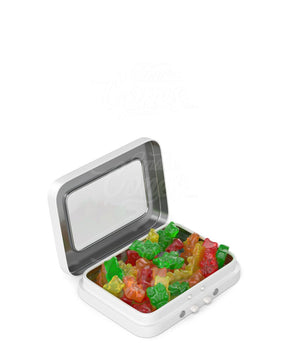 Child Resistant & Sustainable Hinged-Lid Mini Size Vista White Tin Box w/ See-Through Window 100/Box - 3