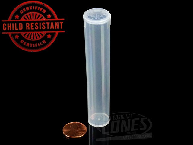 Squeezetops® 98mm Transparent Child Resistant J-Tubes (073700-CR) 1000/Box TYEL (Transparent Yellow) - 2