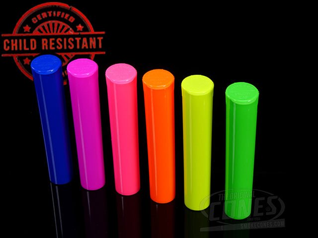 Squeezetops® 98mm Fluorescent Mix Child Resistant J-Tubes (073700-CR) 1000/Box - 1
