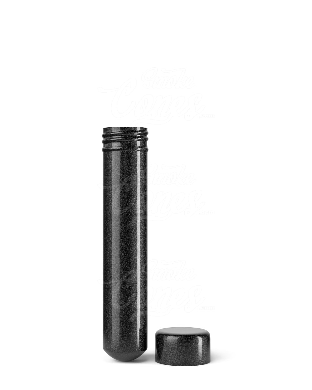 95mm Black Child Resistant Opaque Push Down and Turn Screw On Metal Pre-Roll Tubes 250/Box