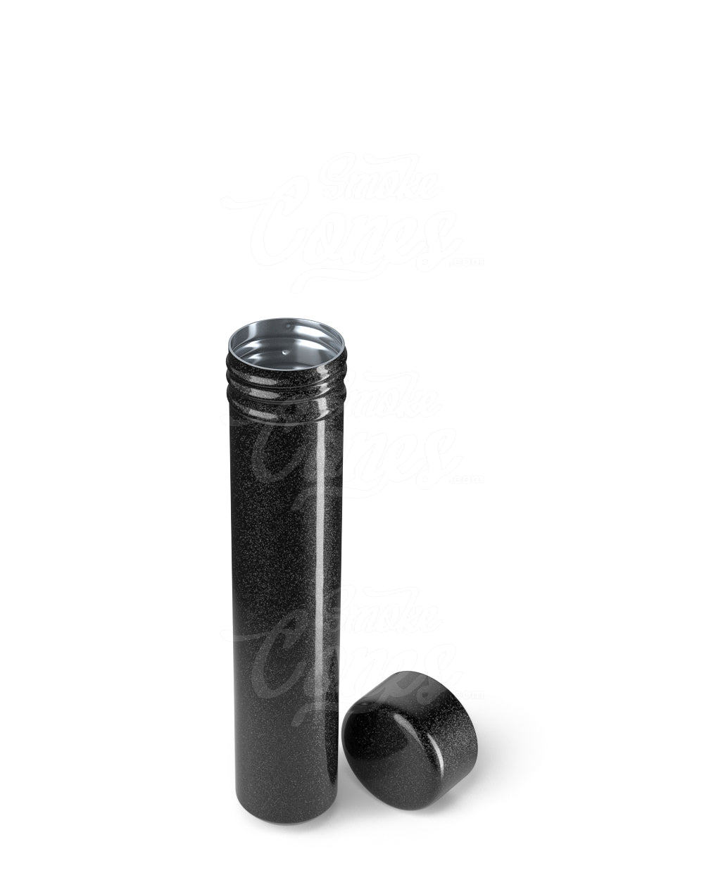 95mm Black Child Resistant Opaque Push Down and Turn Screw On Aluminum Metal Pre-Roll Tubes 250/Box