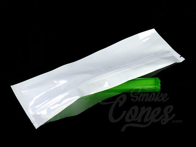 White-White 9" x 3" Mylar Flat Seal Zip Bags (Pre Roll & Syringe) 1000/Box - 2