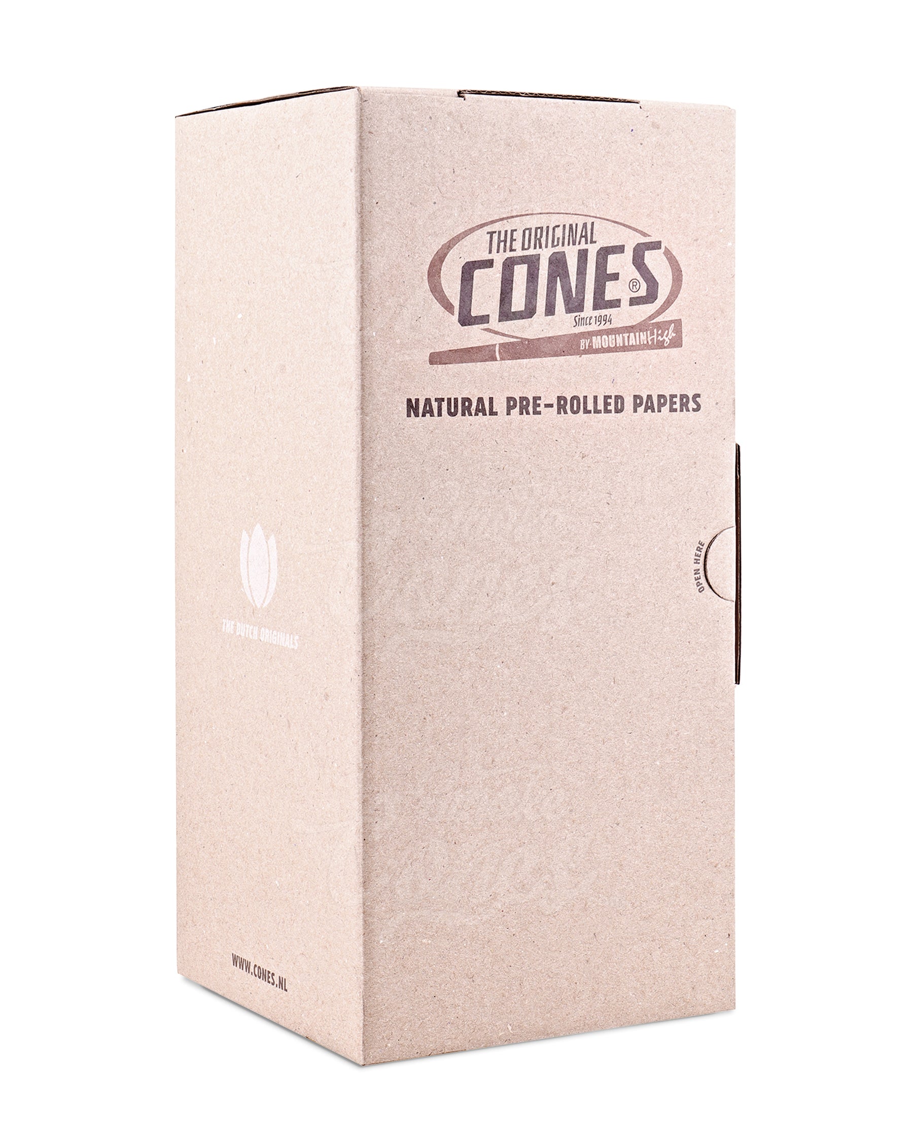 The Original Cones 84mm 1 1/4 Size Unbleached Brown Paper Pre Rolled Cones w/ Filter Tip 900/Box