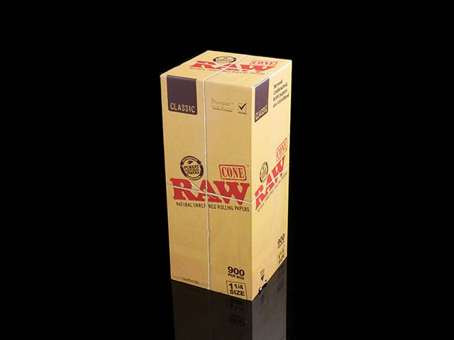 RAW 1 1-4 Size Pre Rolled Paper Cones 900/Box - 1