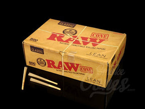 RAW 109mm Lean Unbleached Pre Rolled Cones 800/Box - 1