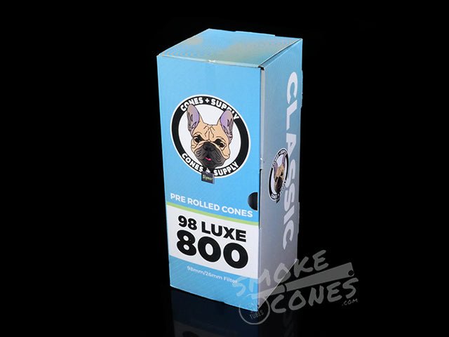 Cones + Supply 98mm Luxe Sized Pre Rolled Classic Paper Cones 800/Box - 1
