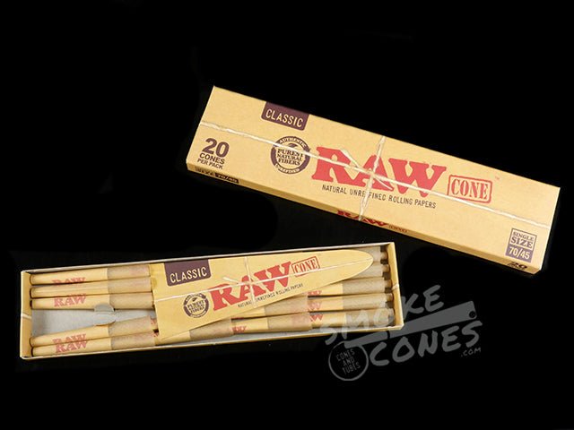 RAW 70mm Pre Rolled Cones 12 Pack Display Case (20 Cones Per Pack) - 2